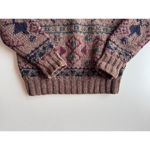 POLO RALPH LAUREN Brown Reindeer Deer Wool Hand Knit Crew Neck Sweater, Size S - Picture 7 of 10